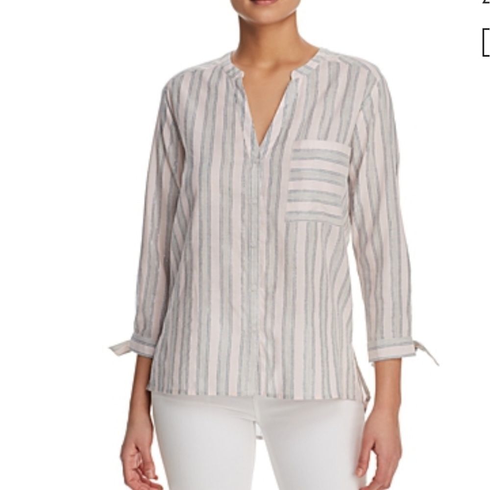 Finn and grace metallic stripe button down shirt
